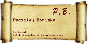 Paczolay Boriska névjegykártya